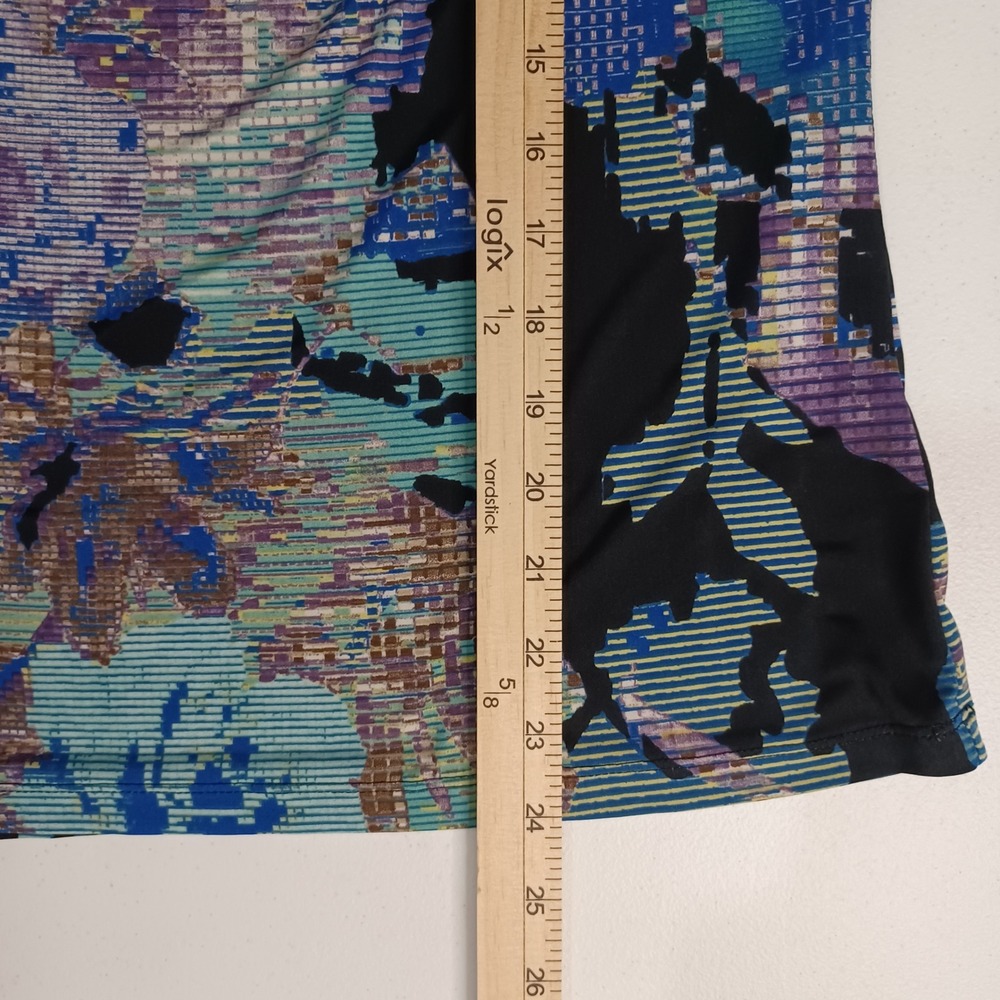 Women's Kasper Blue Black Purple Cowl Neck Floral Sleeveless Blouse Size XL - Picture 5 of 8